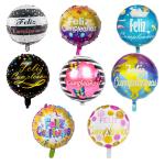 Spanish Happy Birthday Round Hexagonal Aluminum Film Balloons 18 Inch for sale