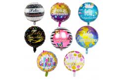 China Spanish Happy Birthday Round Hexagonal Aluminum Film Balloons 18 Inch supplier