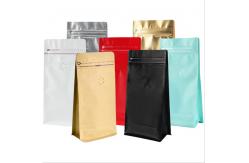 China 70g-1kg Capacity Flat Bottom Zipper Coffee Pouch Packaging With Air Degassing Valve supplier