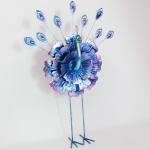 Glossy Colorful Peacock Metal Medium Size Animal Garden Ornament Artistic Design Theme Nature for sale