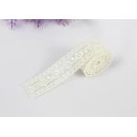 Embroidered 100% Cotton Lace Trim By The Yard , Water Soluble Chemical Lace Ribbon for sale
