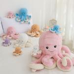 Colorful Cute Plush Dolls Multiple Sizes Octopus Shape Embroidery Eyes As Gift for sale