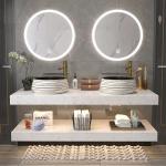Rectangle Double Sink Waterproof Bathroom Vanity With Smart Lighted Led Mirror for sale