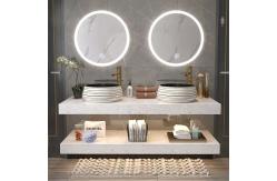 China Rectangle Double Sink Waterproof Bathroom Vanity With Smart Lighted Led Mirror supplier