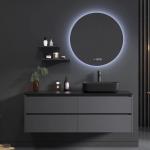 Modern Black Sintered Stone Wash Basin Cabinet Set Solid Wood for sale