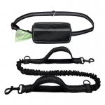 Pet Sports Running Reflective Material Leash Dog Double Handle Leash With Waist Bag Set for sale