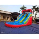 Summer Blue Orange Inflatable Water Slides With Pool