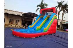 China Summer Blue Orange Inflatable Water Slides With Pool supplier