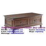 Rubber wood walnut color drawer style retro square coffee table for sale