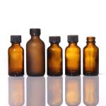 15ml 30ml Airless Boston Glass Lotion Bottles With Black Polycone Cap for sale