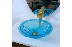 China Artistic Blue Vessel Bathroom Sinks Ocean Crystal Round Shape Vanity Sink supplier