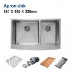 83x53 Apron Stainless Steel Kitchen Sink ,  60 40 33 Inch Double Bowl Farmhouse Sink for sale