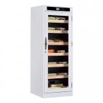 Modern White Cigar Cooler Humidifier with Adjustable Humidity 65-75% RH, Touch Screen Control, and Locking Tempered Glass Door for sale