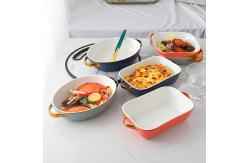 China Salad Lasagna Rectangular Ceramic Baking Dish With Handle Multifunctional supplier
