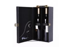 China Rigid PU Leather Box CMYK Glass Wine Box packaging Varnish 1 2 pcs supplier