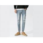 28-36 Lignt Blue Jeans Men'S Denim Pants With Rips Slim Fit Cotton Fabric for sale