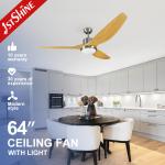 Remote Control Abs Blades Dimmable LED Ceiling Fan 64 Inch Mulit Colors for sale