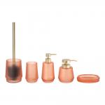 Glass Bathroom Accessories Set Frosted Orange Round Shape Gold Pump Glass Soap Dispenser for sale
