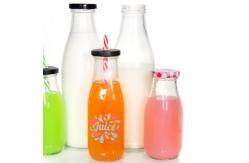 China Custom Printed Recycled Glass Milk Bottles 1l Clear Transparent supplier