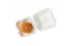 China 6x6 inch Biodegradable Clamshell Boxes , Bagasse Hamburger Box supplier