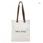Women Customized Reusable Bags Canvas Tote Bag 10oz With Leather Handles for sale