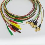 Golden Plated Colorful EEG Cable , DIN 1.5M EEG Cup Electrodes for sale