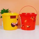 1L Plastic Bucket Handle Food Grade Bulk Decorative Christmas Gift Toy Package Mold Labeling for Ice Cream Biscuit Chocolate for sale