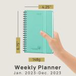 Green Color Pocket Size Custom Agenda 2023 Weekly Planner Poprun Ivory Paper for sale