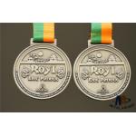Personalized Dragon Engraved Medals Antique Silver Plated With Woven Ribbon Medailles for sale
