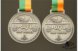 China Personalized Dragon Engraved Medals Antique Silver Plated With Woven Ribbon Medailles supplier