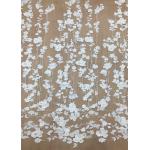 Ivroy Color French 3D Floral Lace Fabric , High End Wedding Lace Fabric By The Yard for sale