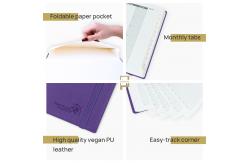 China Weekly Academic Planner Purple Softcover Spiral Planner With Hourly Schedule And Monthly Tabs supplier