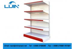 China Double / Single Sided Convenience Store Shelving , Metal Grocery Display Racks supplier
