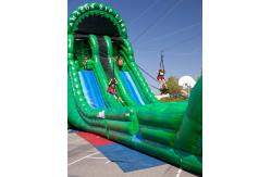 China Outdoor Inflatable Backyard Zip Line For Kids Party Amusement Games supplier
