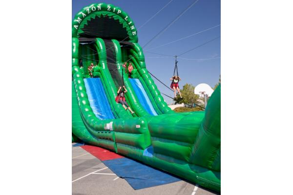 Outdoor Inflatable Backyard Zip Line For Kids Party Amusement Games