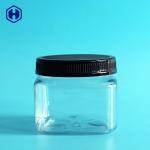 Clear PET Plastic Grip Jars Canned Square Plastic Jars With Lids 420ML 14OZ for sale