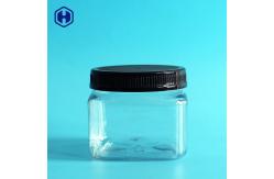 China Clear PET Plastic Grip Jars Canned Square Plastic Jars With Lids 420ML 14OZ supplier