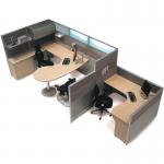 Simple 4 Seater Modular Privacy Office Cubicle Workstation With Top Cabinet