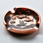 Custom Antique Copper Metallic Ashtray With Oceanic Design Stylish Durable for sale