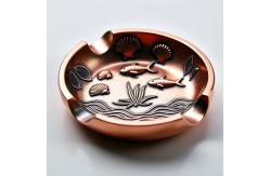 China Custom Antique Copper Metallic Ashtray With Oceanic Design Stylish Durable supplier