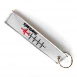 Aviation Keychain for Pilots - Heartbeat & Plane Embroidery - Durable Metal Ring - White Canvas Travel Gift for sale