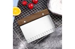 China Stainless Steel Dough Bench Scraper With Wooden Handle And Measuring Scales supplier