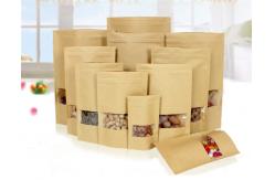 China Kraft Custom Printed Stand Up Pouches With Window For Instant Food Packaging supplier