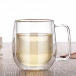 Easy Hold Handle Insulated Espresso Cups , Borosilicate Glass Milk Cup