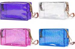 China Cosmetic Bags PVC Transparent Zippered Toiletry Bag With Handle Strap supplier