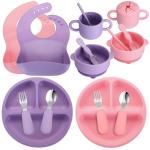 Reusable Thickened Silicone Baby Feeding Set , Nontoxic Suction Cup Plates And Bowls for sale