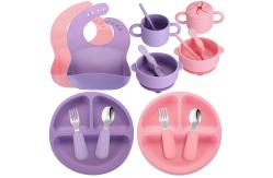 China Reusable Thickened Silicone Baby Feeding Set , Nontoxic Suction Cup Plates And Bowls supplier