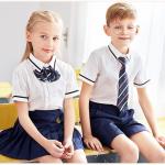 Kids British Kindergarten Primary School Uniform White Short Sleeve Shirt Sets for sale
