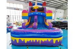 China ROHS Ice Cream Bouncer Outdoor Inflatable Water Slides With Pool supplier