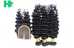 China Natural Black Deep Wave 4x4 Frontal Lace Closure Length Combination No Shedding supplier